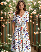 Georgina – Elegante Bloemenjurk met Flatterend Silhouet | Pinky Posh Boutique