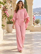 Luna damesjumpsuit met batwingmouwen | Pinky Posh Boutique