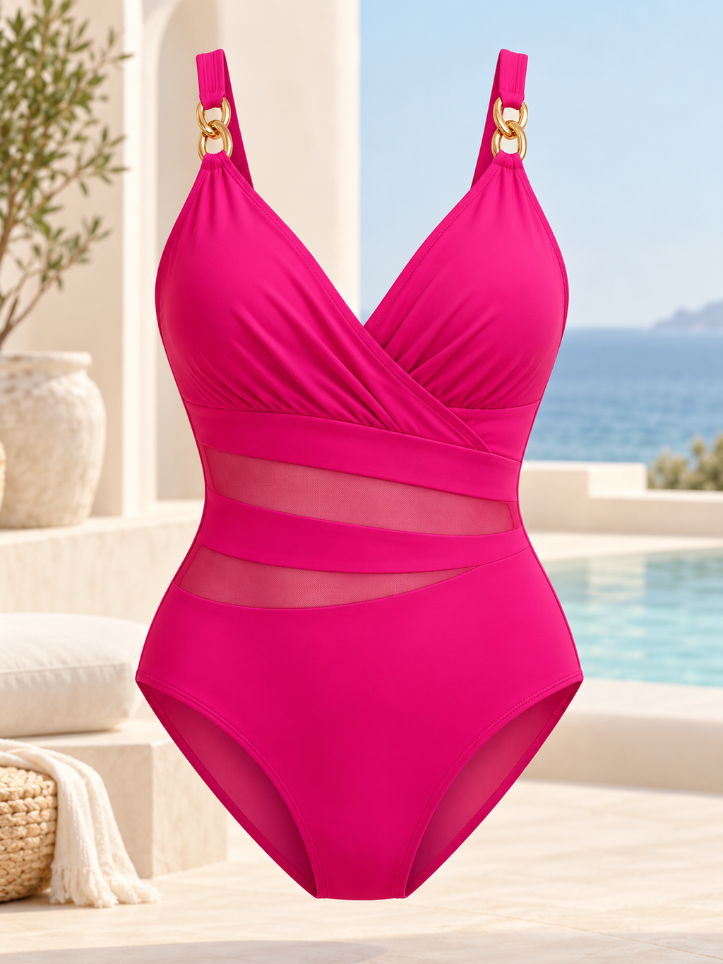 Badpak met mesh-inzetten - Eendelig patchworkmodel, geschikt voor strand en zwembad | Pinky Posh Boutique
