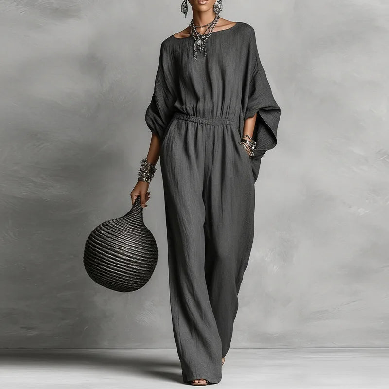 Luna damesjumpsuit met batwingmouwen | Pinky Posh Boutique