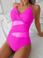Badpak met mesh-inzetten - Eendelig patchworkmodel, geschikt voor strand en zwembad | Pinky Posh Boutique