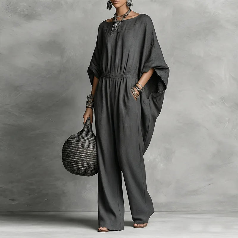 Luna damesjumpsuit met batwingmouwen | Pinky Posh Boutique