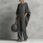 Luna damesjumpsuit met batwingmouwen | Pinky Posh Boutique
