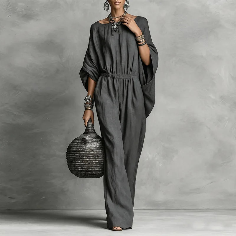 Luna damesjumpsuit met batwingmouwen | Pinky Posh Boutique