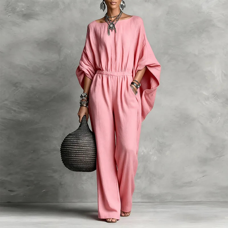 Luna damesjumpsuit met batwingmouwen | Pinky Posh Boutique