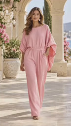 Luna damesjumpsuit met batwingmouwen | Pinky Posh Boutique