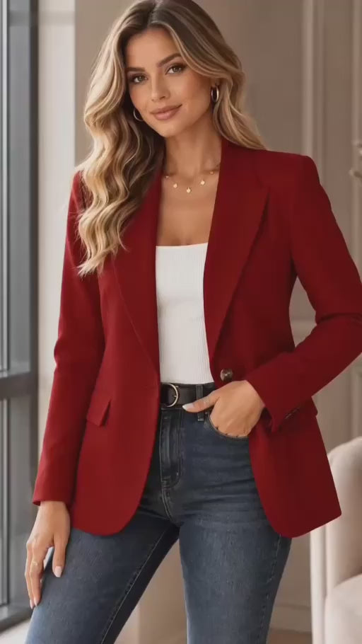 Oversized damesblazer met revers en knoopsluiting | Pinky Posh Boutique
